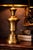 Late 20th Century Vintage Sunlit Brass Baluster Table Lamp With Black & Gold Lined Drum Shade — 27” H For Sale - Image 5 of 5