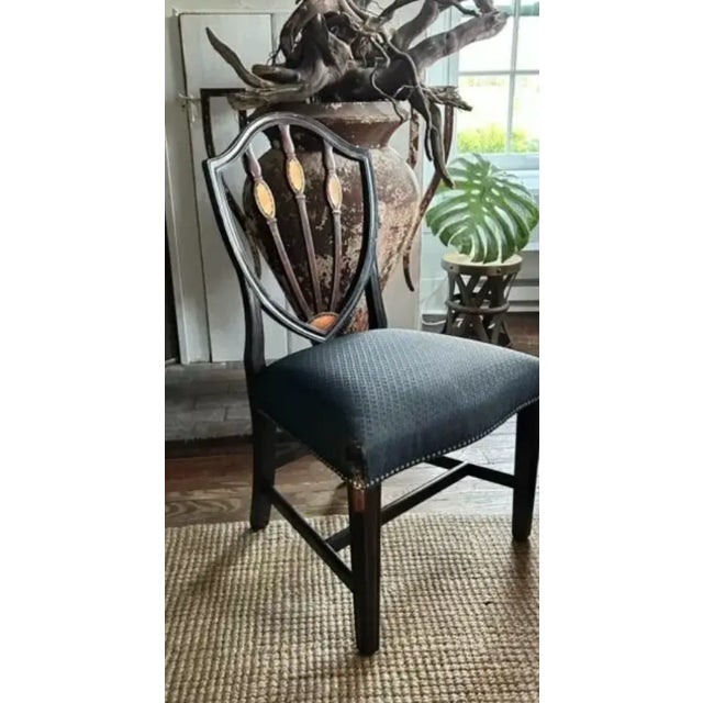American Antique American Federal Shield Back Chair With Inlaid Marquetry and Nailheads For Sale - Image 3 of 11