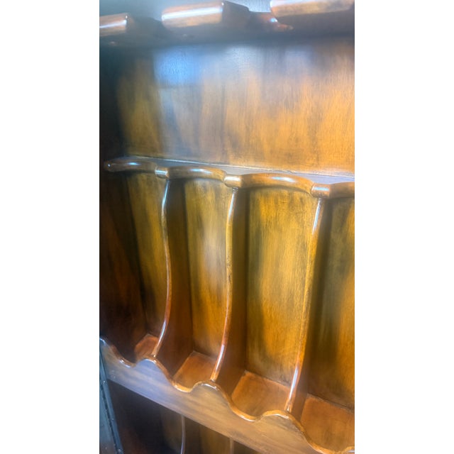Attributed Theodore Alexander Mahogany Rolling Bar Cabinet With Etched Brass Panels For Sale - Image 15 of 17