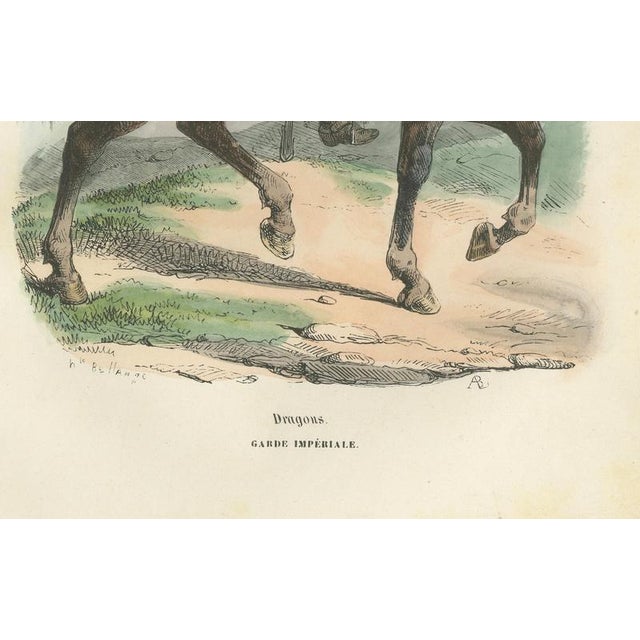 Napoleon i dragoon of the imperial guard on horseback, french military print this original 19th-century hand-coloured...