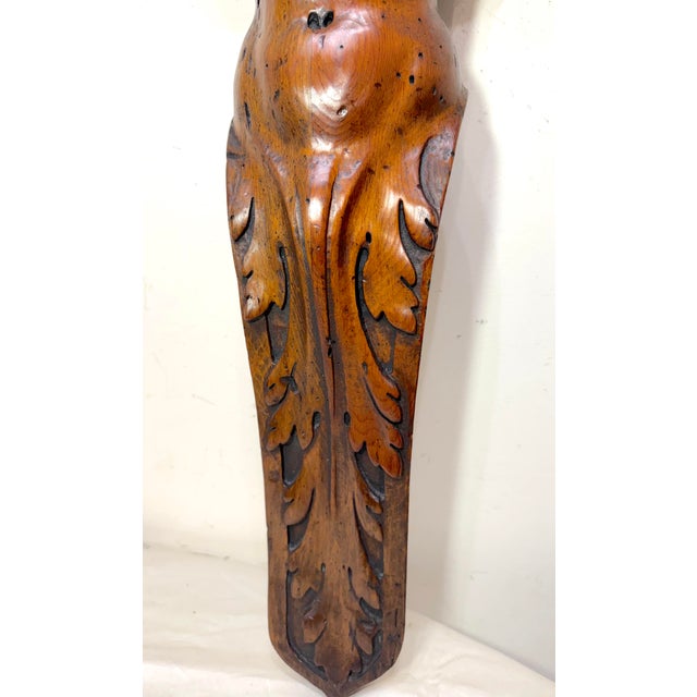 Huge Antique Hand Carved Wood Oak Figural Nude Lady Woman Wall Shelf Sculpture For Sale - Image 10 of 16