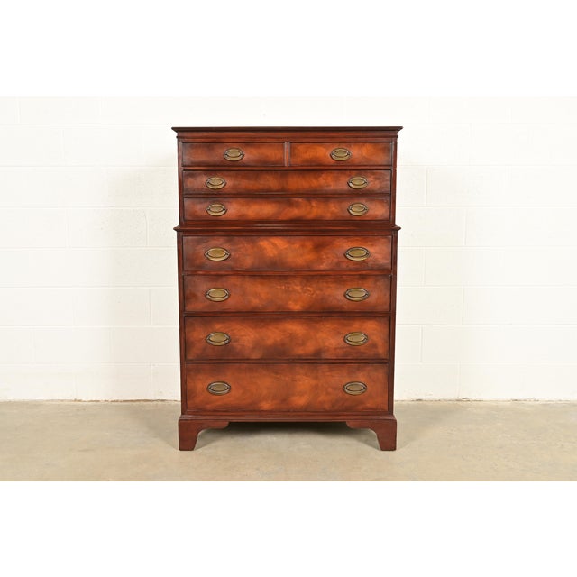 Henredon Georgian Flame Mahogany Highboy Dresser, Circa 1950s For Sale - Image 16 of 16