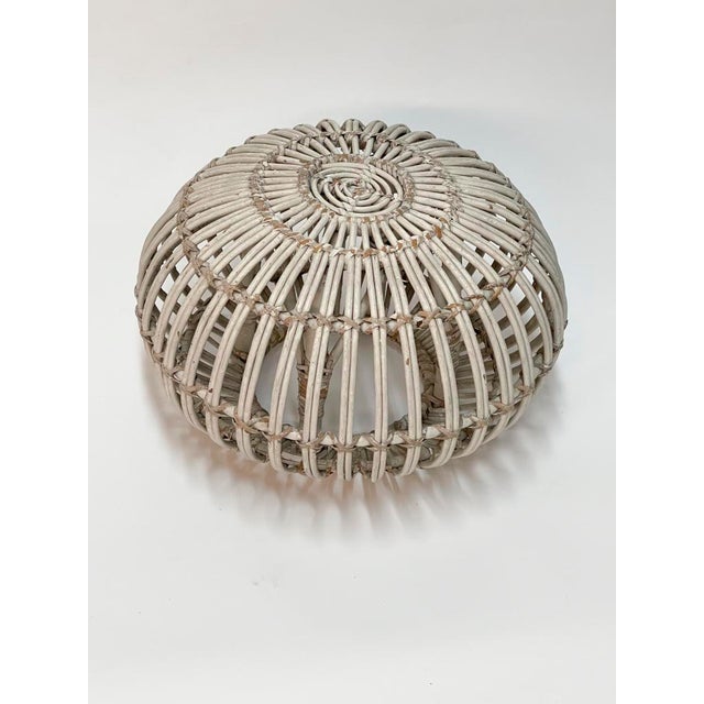 Mid-Century Modern Vintage White Cane Ottoman For Sale - Image 3 of 3
