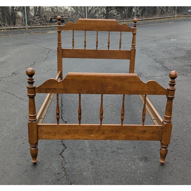 Traditional 1980s Ethan Allen Heirloom Collection Traditional Solid Maple Twin Spindle Bed Frame For Sale - Image 3 of 12