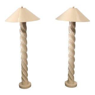 Michael Taylor Style Floor Lamps With Shades - a Pair For Sale