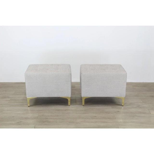 Vintage Cream Chenille Ottoman- a Pair For Sale - Image 9 of 12