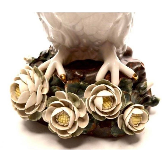 Vintage Majolica Owl Lamp Made in Italy by Mottahedeh Including Shade For Sale - Image 10 of 13
