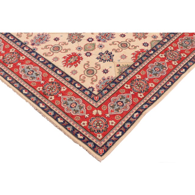 Rustic Southwestern Kazak Beige/Red Wool Rug - 9'2''x12'1'' For Sale - Image 3 of 10