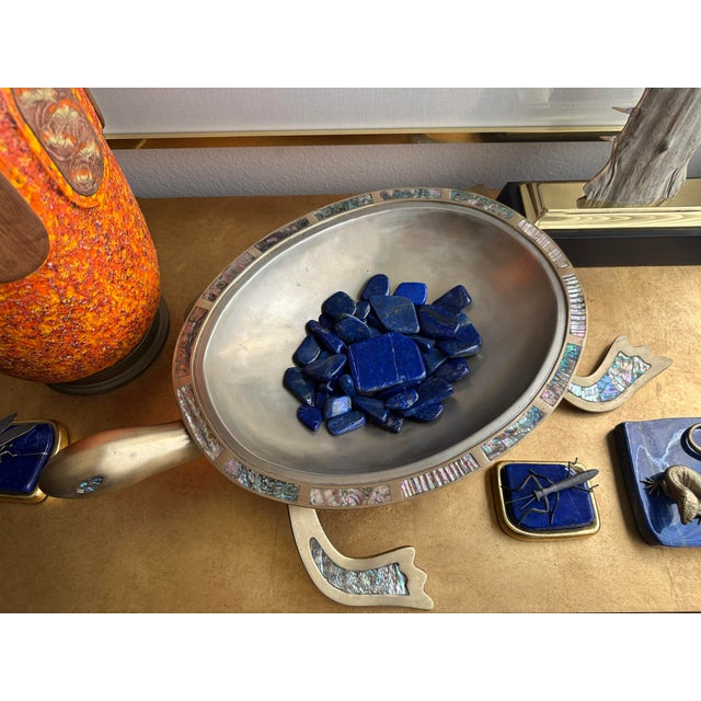 1970s Brass and Abalone Shell Turtle Sculpture Platter For Sale - Image 12 of 12