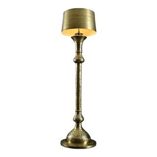 Ornate Gold Finish Hammered Brass Arabic Middle Eastern Floor Lamp For Sale