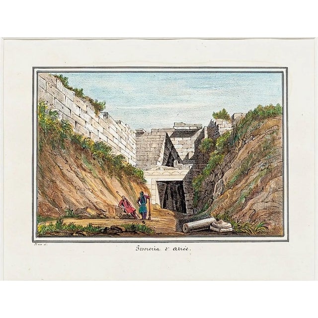 Tesoreria d'Atrée - Original Etching and Watercolor - Late 19th Century Late 19th Century For Sale