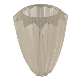 Vintage Orrefors “Zodiac” Faceted Lead Crystal Vase For Sale