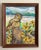 Vintage original impressionist oil painting on canvas board of a landscape with an owl. Estate find from the Finger Lakes...