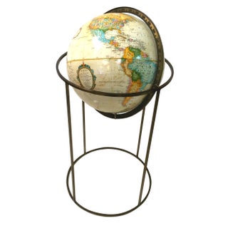 Vintage Paul McCobb Globe on Brass Stand For Sale