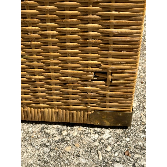 Wood 1970s Coastal Bielecky Brothers Wrapped Rattan Wicker Credenza For Sale - Image 7 of 11