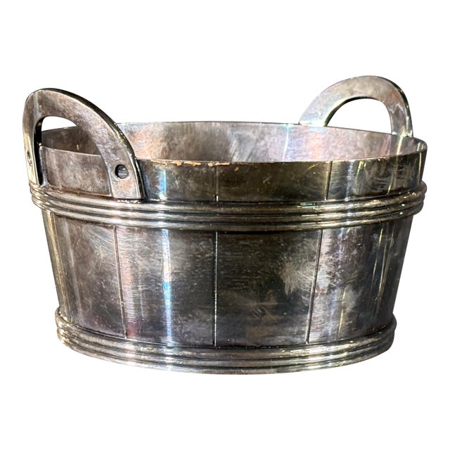 Vintage Wilcox Barrel Form Silverplate Wine / Champagne Bottle Coaster For Sale