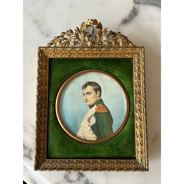Antique French Napoleon Bonaparte Miniature Portrait in Empire Gilt Frame For Sale - Image 4 of 9