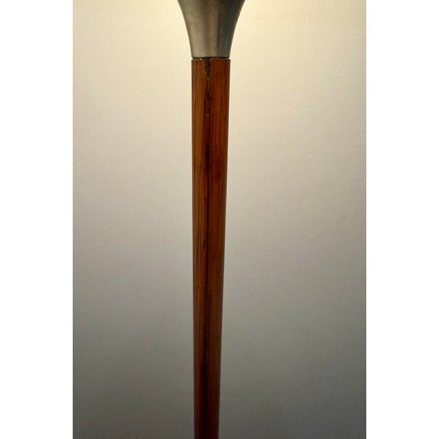 Vintage Mid Century Modern Laurel Rosewood Nickel Mushroom Floor Lamp For Sale - Image 9 of 11