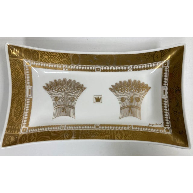 1960s Georges Briard Milk Glass Bowl With Golden Harvest Design Art Deco Style For Sale - Image 13 of 13