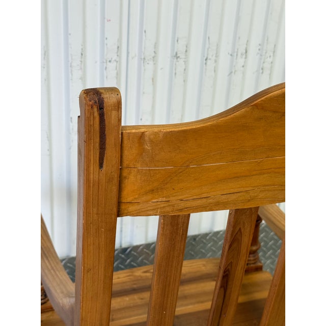 Vintage Scrubbed Pine English Revival Rustic Carver Chair For Sale - Image 9 of 12