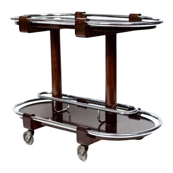 Art Deco Chrome Bar Cart For Sale