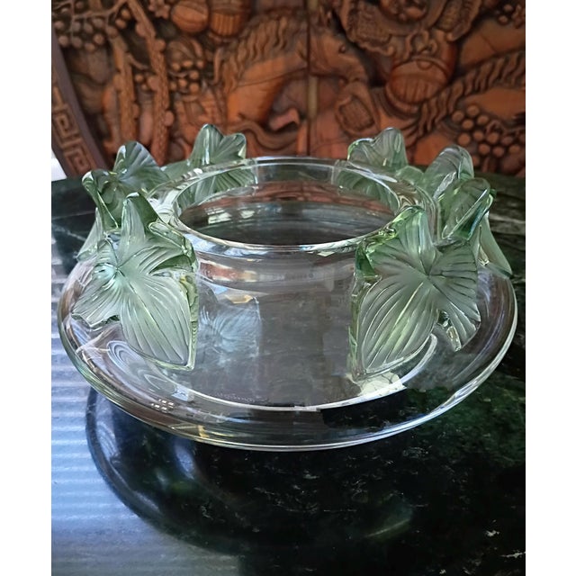 French Country 1980s Lalique Lierre Ivy Leaf Crystal Coupe Bowl Centerpiece French Country For Sale - Image 3 of 10