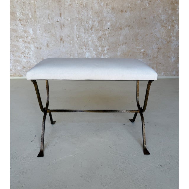 Pair of Hand Forged Spanish Gilt Iron Benches With Twisted Stretchers For Sale In New York - Image 6 of 12