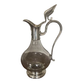 Silverplate and Glass Wine Decanter For Sale