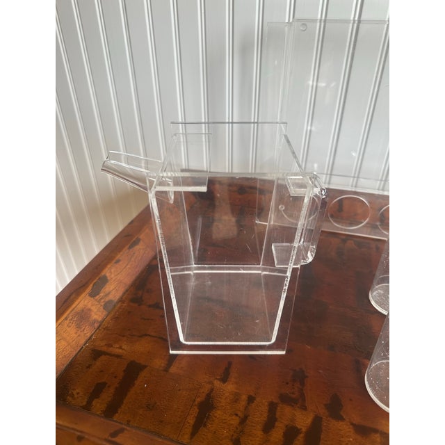 Mid-Century Modern Mid 20th Century Lucite Pitcher, Glasses and Tray Set - 6 pcs For Sale - Image 3 of 5