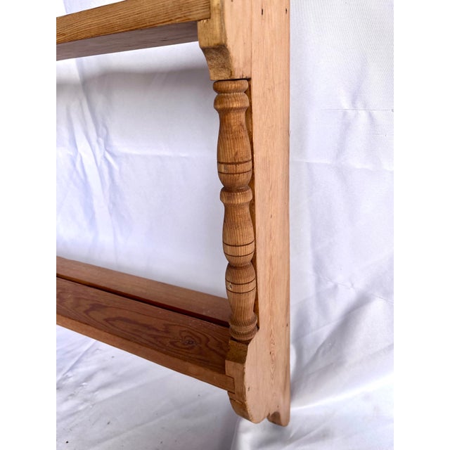 Farmhouse Vintage Natural Pine Wall Shelf Plate Rack For Sale - Image 3 of 15