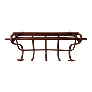 Vintage Bentwood Wall Coat Rack Thonet Style Hat Rack Entryway Shelf Hall Tree Coat Hooks Vienna Secession Mudroom Storage For Sale