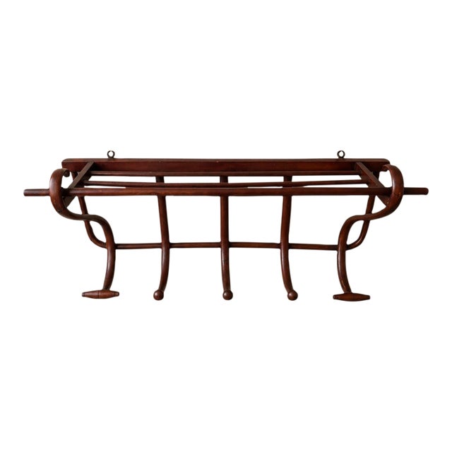 Vintage Bentwood Wall Coat Rack Thonet Style Hat Rack Entryway Shelf Hall Tree Coat Hooks Vienna Secession Mudroom Storage For Sale