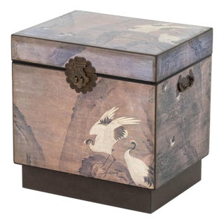 Chinese Crane and Bird Motif Chest For Sale