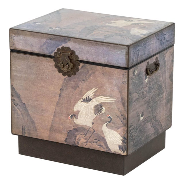 Chinese Crane and Bird Motif Chest For Sale