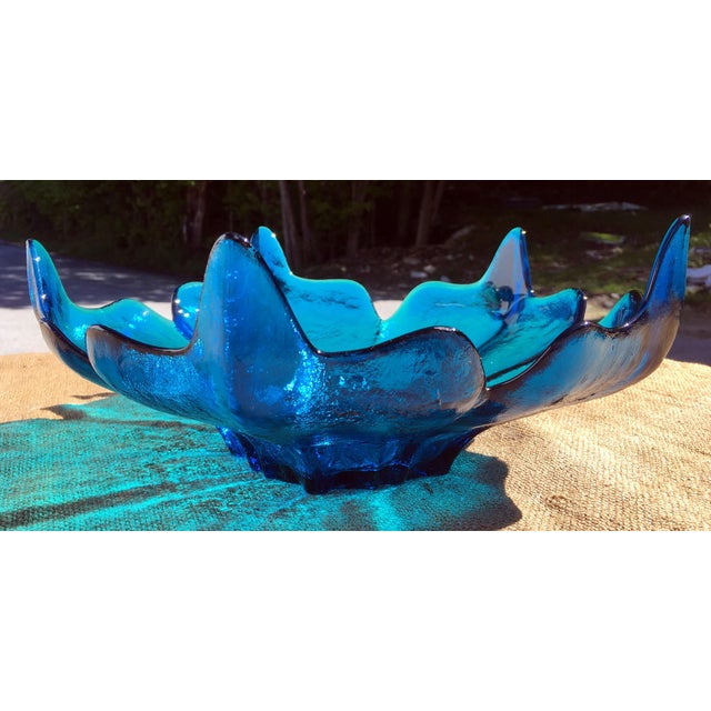 1960s Mid Century Modern Blue Art Glass Centerpiece Bowl Chairish