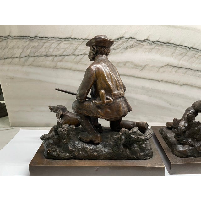 Bronze Pair 19th Century Austrian Bronze Hunter Sculptures For Sale - Image 8 of 12