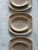 Set of 6 rare mid century plates made in California by Denwar Bantu. Handmade and signed taupe speckle plates, each plate...