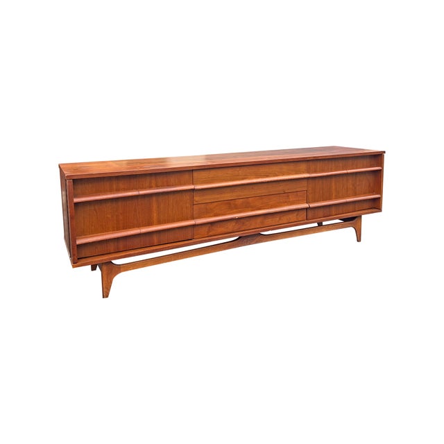 Mid Century Modern Vintage Low Credenza Cabinet Concave Style For Sale - Image 10 of 11