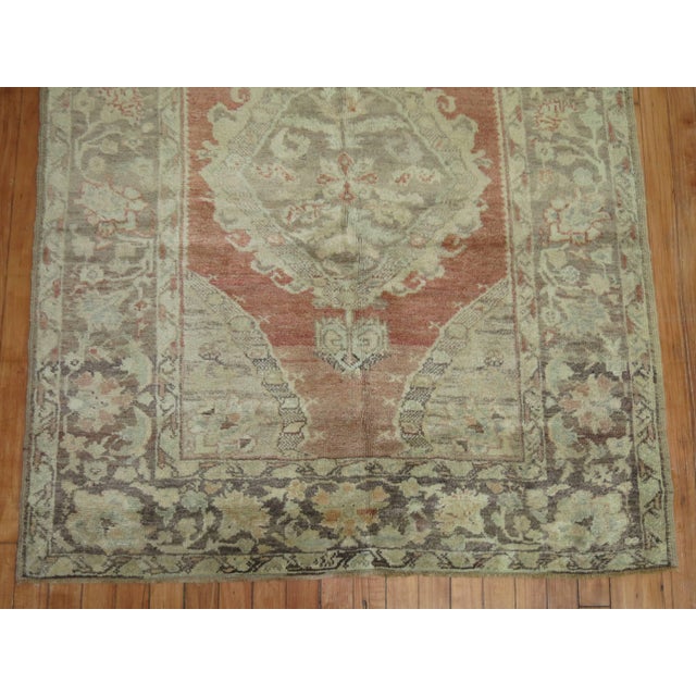 Contemporary Zabihi Collection Terracotta Antique Turkish Oushak Scatter Rug For Sale - Image 3 of 6