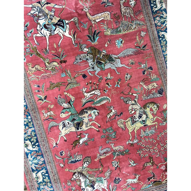 Vintage Silk Qum Rug, 1980s For Sale - Image 9 of 16