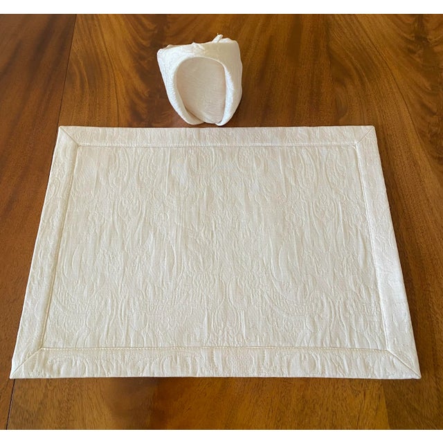 Late 20th Century Waterford Vintage Beige Place mats and Napkins Set of Five. The place mat measures. 17 3/4 inches in...