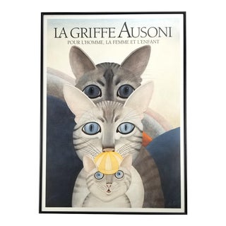 Original Vintage Framed Poster Fashion Griffe Ausoni 1987 For Sale