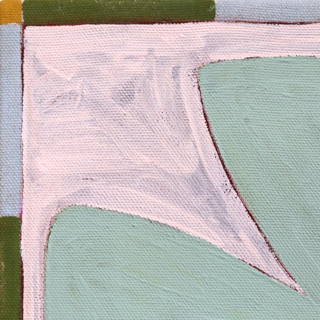 Rule of Threes - Small Green Abstract Botanical Mixed Media Painting on Raw Canvas by Meredith Walker For Sale - Image 4 of 9