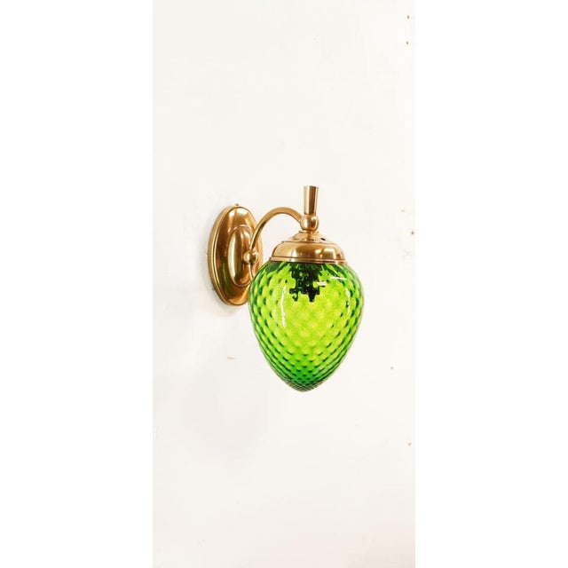 Green Glass & Brass Wall Light For Sale - Image 18 of 18