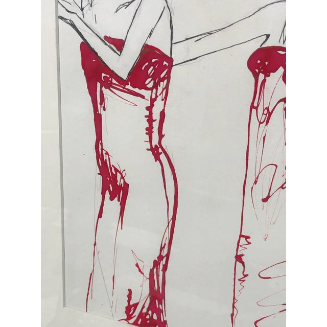 Contemporary Artwork “The Models” Framed Ink on Paper Drawing by Cassandra Auker For Sale - Image 6 of 9