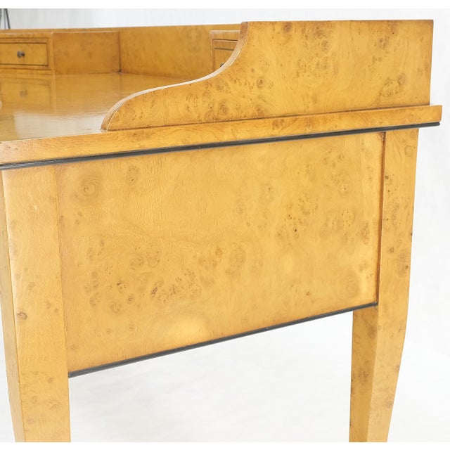 William Switzer Italian Carved Hoof Feet Light Blond Burl Wood One Drawer Desk Gallery Inlaid For Sale - Image 4 of 12