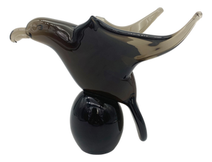 Black Murano Glass Bird Statue by Lucio Zanetti, 1980s