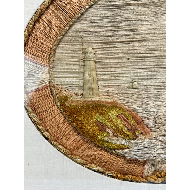 British Sailor's Woolwork or Woolie Lighthouse Seascape C. 1865 For Sale - Image 4 of 11