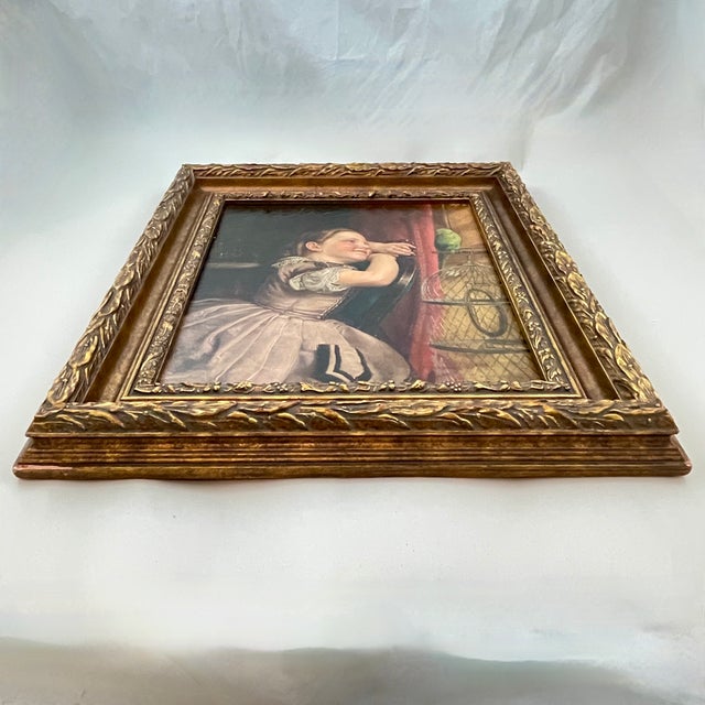 Wood Philipp Hoyall Oil Over-Painted Chromolithograph, Our Pet Polly For Sale - Image 7 of 12