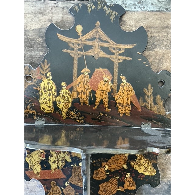 Wood Vintage Asian Chinoiserie Folding Bracket For Sale - Image 7 of 8
